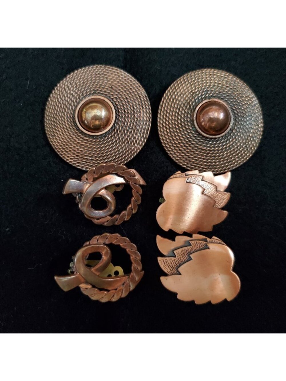Vintage Copper Earrings Clip On Western Boho Lot of 3pr